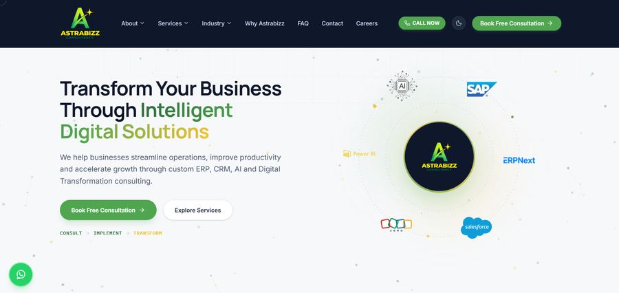 Astrabizz Consultancy website homepage
