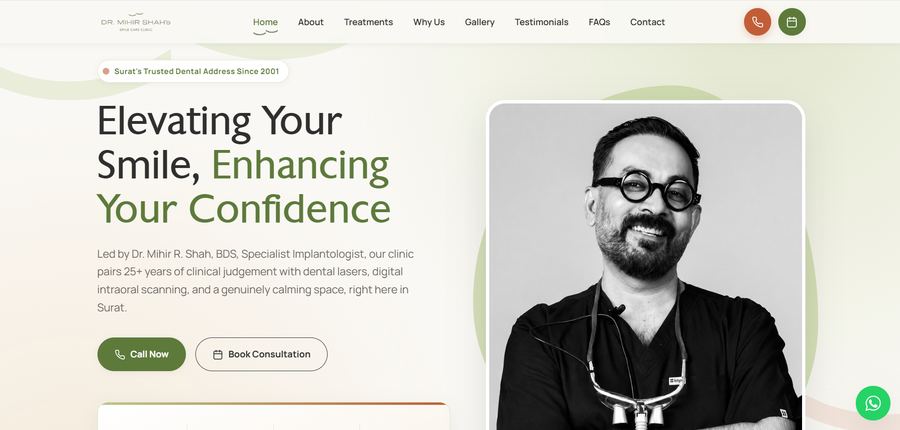 Dr. Mihir Shah Smile Care Clinic website homepage